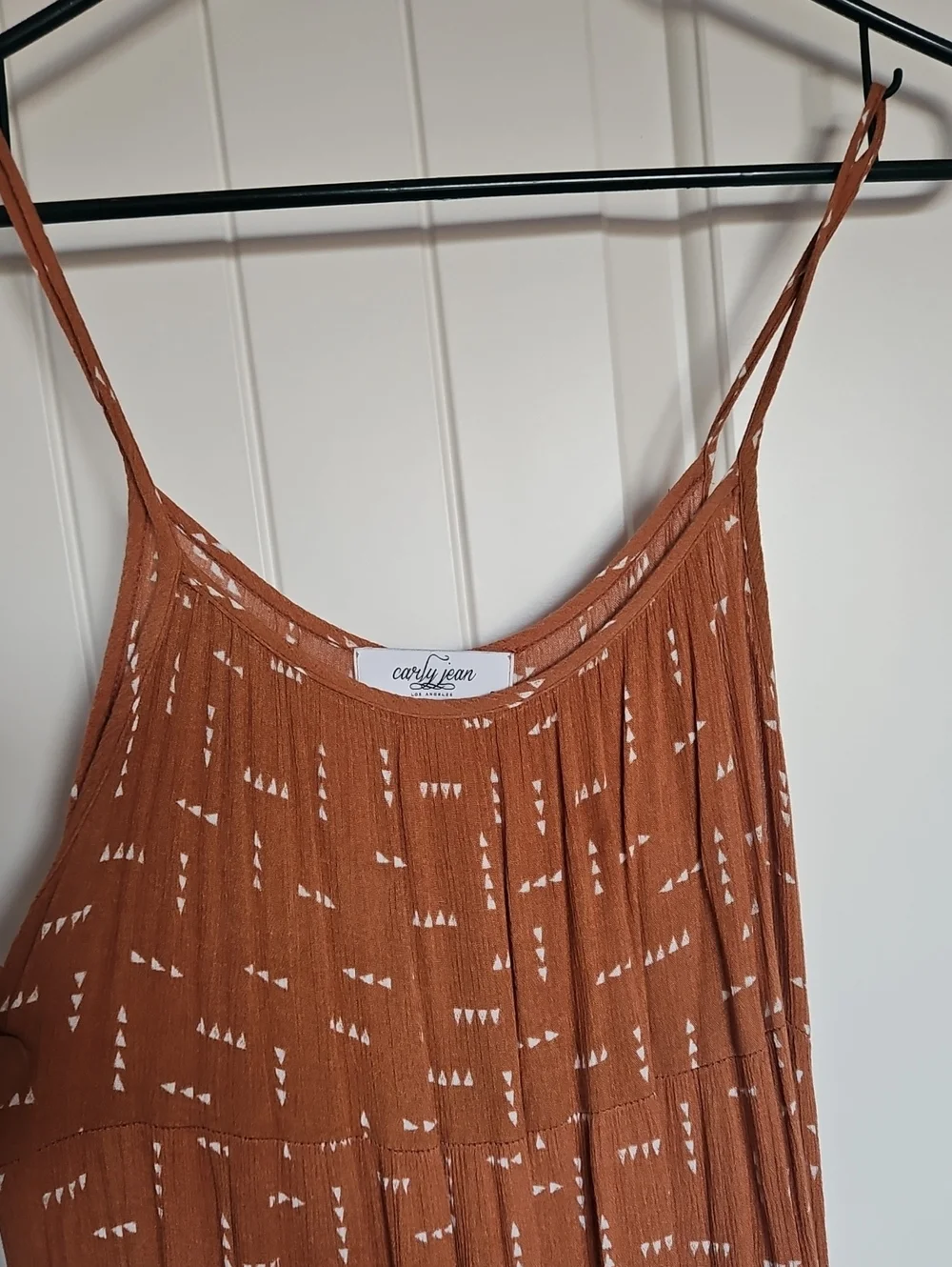 Cathy Jean Rust Maxi Dress with White Print